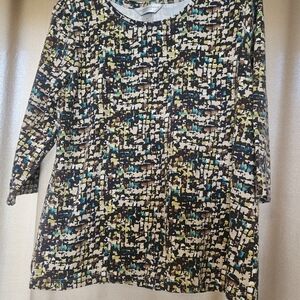 Christopher & Banks Multicolor Abstract Top